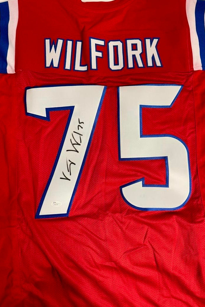 Vince Wilfork Signed Custom Red Patriots Jersey - JSA COA